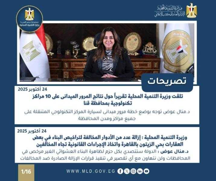 أبرز أنشطة وزارة التنمية المحلية خلال أسبوع